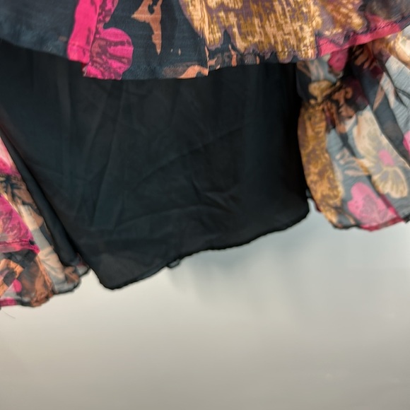 Anthropologie Porridge Black Puff Sleeve Open Back Floral Chiffon Dress Size 1X - Picture 7 of 16